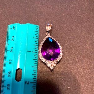 NWOT AFRICAN AMETHYST WHITE TOPAZ STERLING PENDNT
